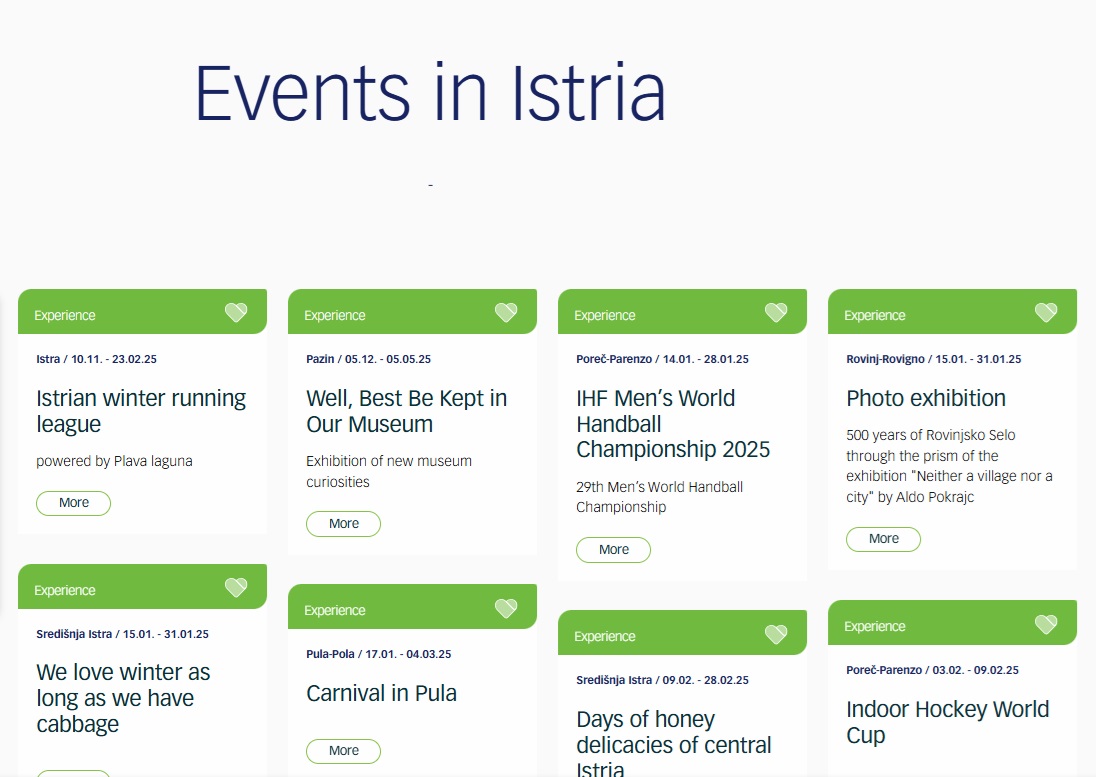 Event calendar Istria 2025 - Croatia long weekend