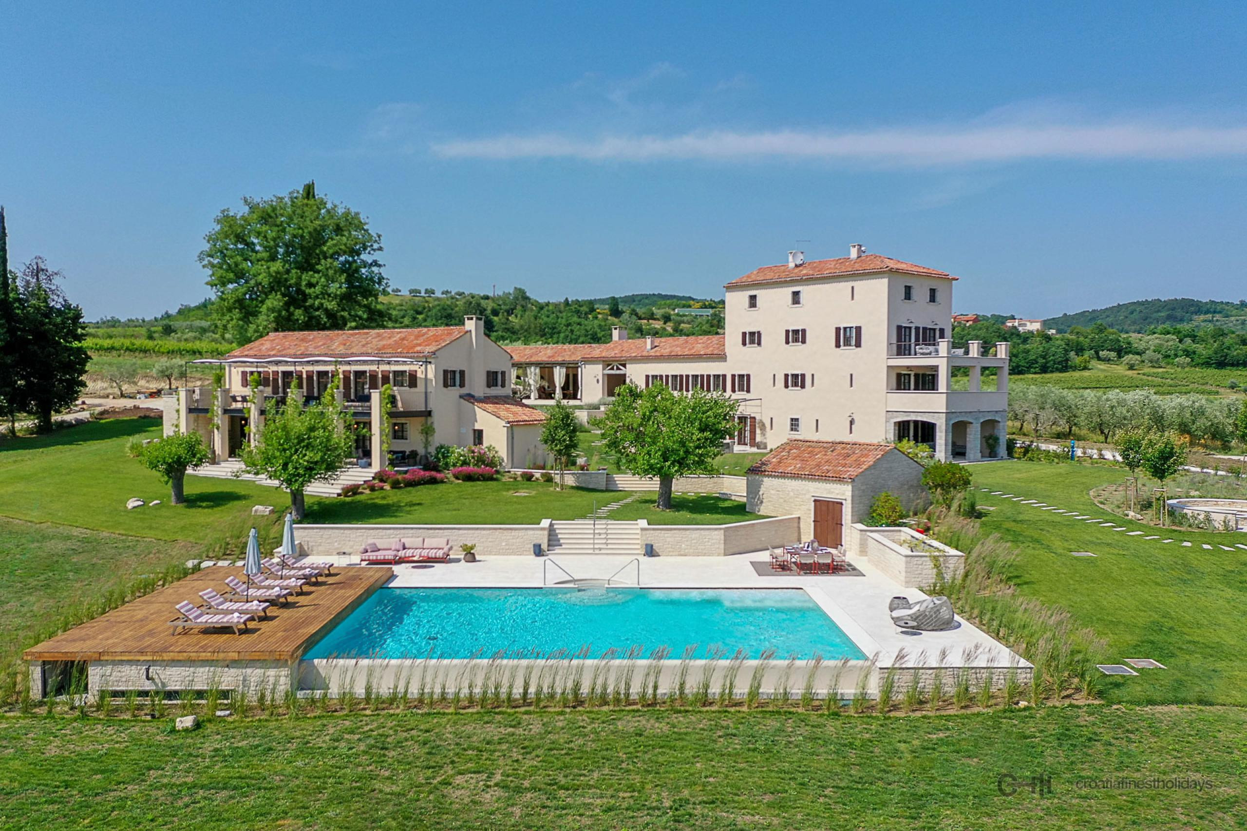 View of Luxury vacation villa Magic Estate with heated pool and total privacy in Istria