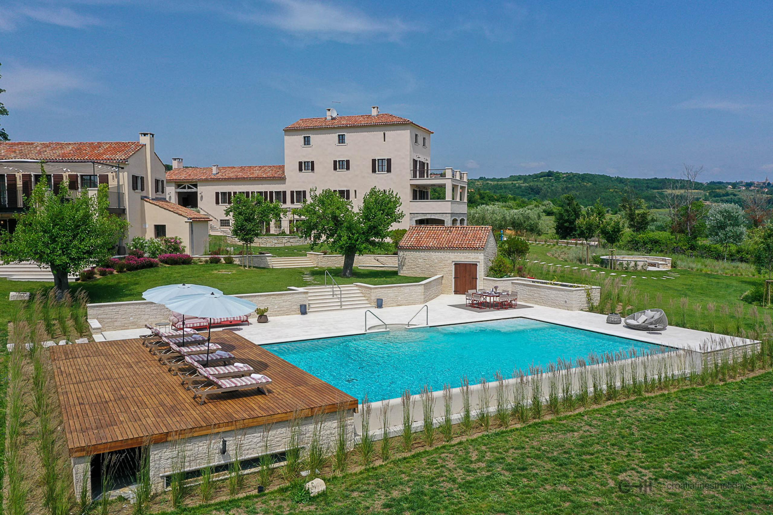 View of Luxury vacation villa Magic Estate with heated pool and total privacy in Istria