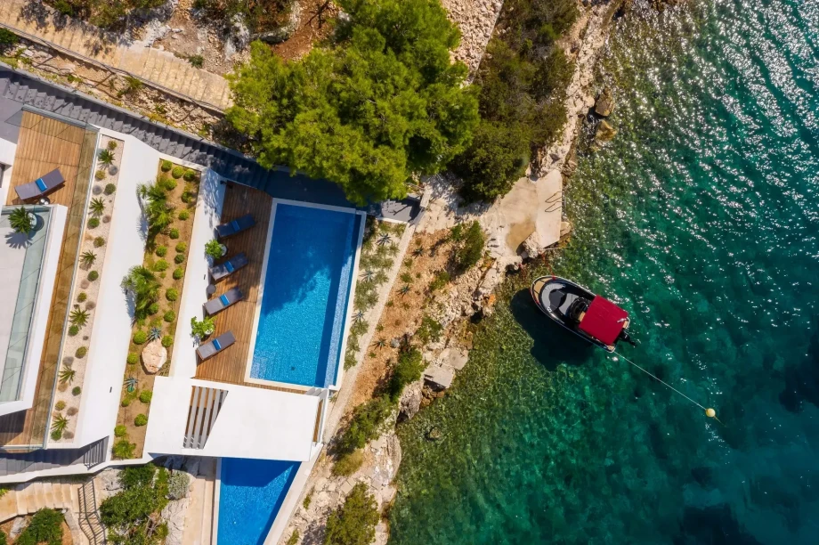 Villa Mar by Croatia Finest Holidays - waterfront luxury villa with outdoor swimming pool, mediterranean garden and gym near Trogir